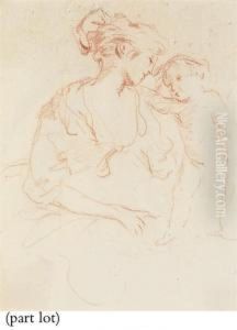 A Group Of Seven Drawings, Including A Mother And Child by Giovanni Batista Cipriani