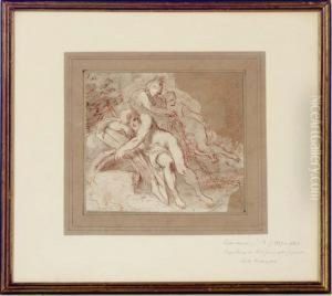 Neptune And Two Nymphs by Giovanni Batista Cipriani