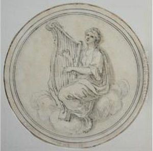 Classical Maiden With A Harp (terpsichore?) by Giovanni Batista Cipriani