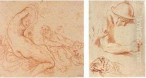: A Nymph And A Cupid Dragging A Satyr