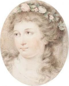 Head Of A Girl Crowned With Flowers