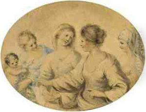 Four Female Figures With A Small Child by Giovanni Batista Cipriani