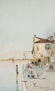 Scena Di Vita A Venezia by Nazareno Cipriani