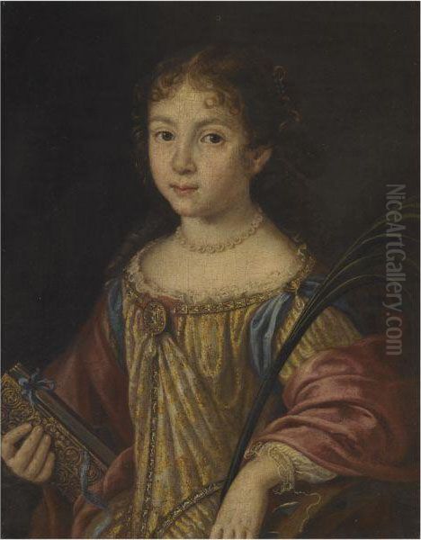 A Portrait Of A Young Girl As Saint Catherine Holding A Book Andthe Martyr's Palm - view 1