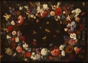 Guirnalda De Flores Con Mariposas by Pier Francesco Cittadini