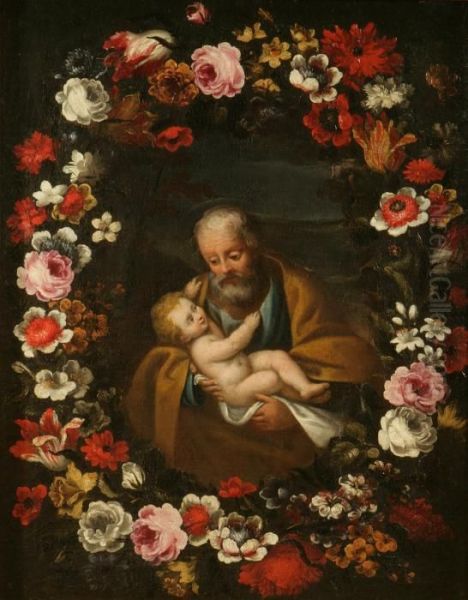 San Antonio Con Bambino In Una Ghirlanda Di Fiori - view 1