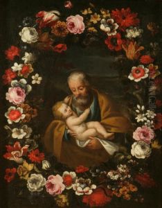 San Antonio Con Bambino In Una Ghirlanda Di Fiori by Pier Francesco Cittadini