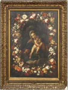 Vierge A L'enfant Dans Une Guirlande De Fleurs by Pier Francesco Cittadini