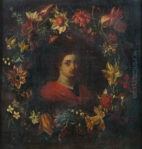 The Young Christ Surrounded By A Garland Of Flowers
