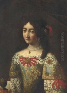Portrait Of A Lady, Half-length, In An Embroidered Dress: Afragment by Pier Francesco Cittadini