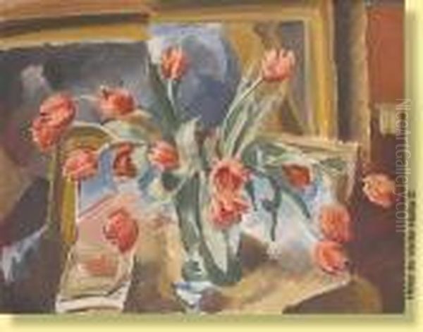 Vase Fleuri De Tulipes Roses - view 1