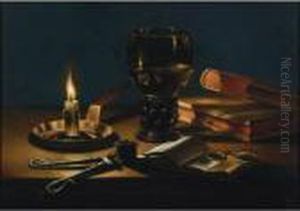 Still Life Of Books And Candle by Pieter Claesz.