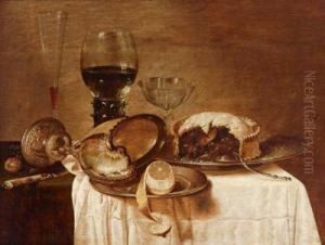Natura Morta Con Una Coppa Ricavata Da Un Nautilo Rovesciata by Pieter Claesz.