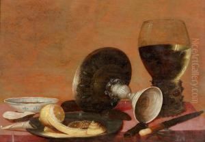 Stillleben Mit Romer, Zitrone, Teller Und Fussschale. by Pieter Claesz.