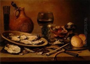 Oysters In An Earthenware Dish, A Half Filled by Pieter Claesz.