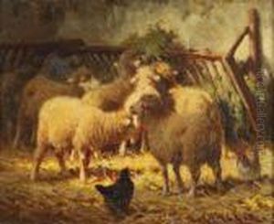 Moutons Dans La Bergerie by Charles Clair