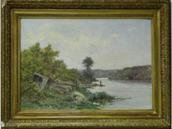 Pecheur A La Ligne Au Bord De Lariviere - view 1