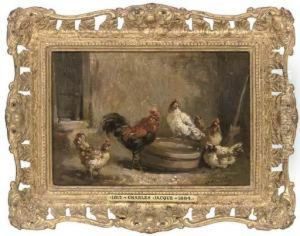Chickens In A Barn by Charles Clair