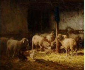 Moutons Et Poules Dans L'etable