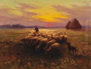 Le Retour Du Troupeau Au Soleil Couchant