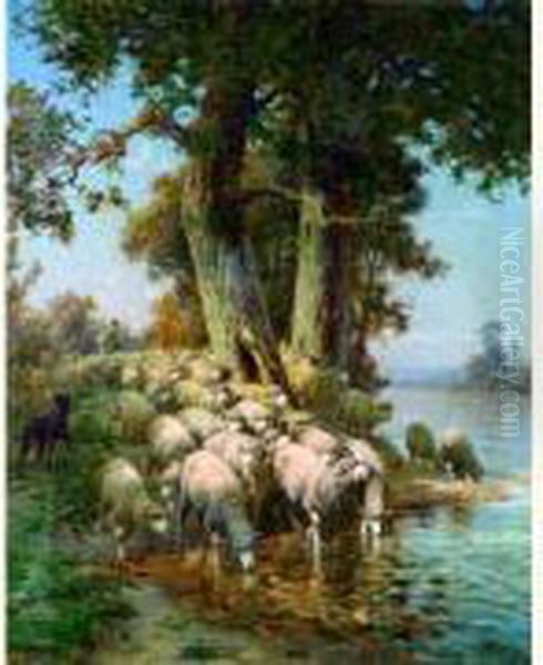 Berger Et Son Troupeau De Moutons A L'abreuvoir 1918 - view 1