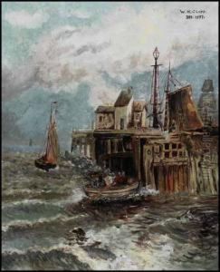 Fishing Boats Near The Harbour by William Henry Clapp