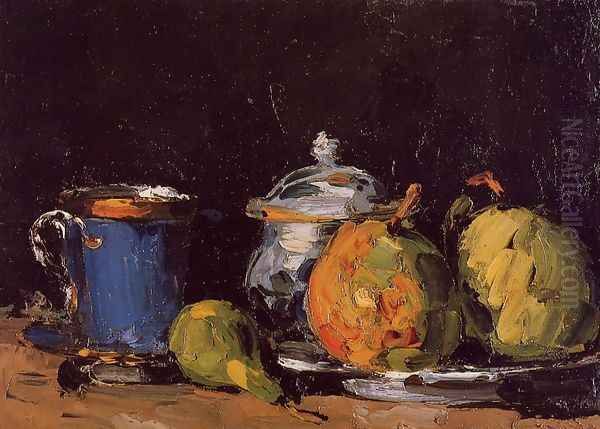 Sugar Bowl Pears And Blue Cup - view 1