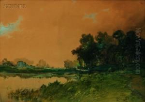 Stream At Dusk by C. Myron Clark