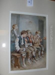 Three Young Boys On A Bench
