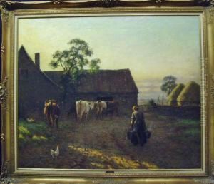Melkzeit Am Bauernhof by Joseph Dixon Clark