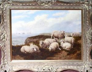 Sheep On Marsden Cliffs by Joseph Dixon Clark