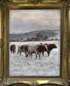 Cattle In The Snow by Joseph Dixon Clark