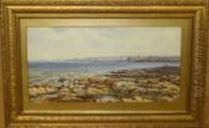 Rocky Coastal View With Mussel Gatherers Inforeground by Joseph Dixon Clark