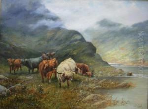 Highland Cattle By A Loch