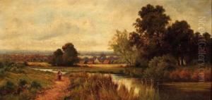 A Figure On A Path Beside A River A Figure On A Path Beside A River