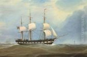 The Eliza Stewart Under Reduced Sail In The Channel Off The Eddystone Lighthouse