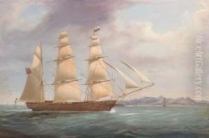 The Three-masted Barque Akbar Arriving Off Port Louis,mauritius