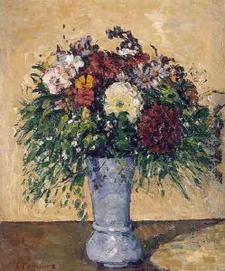 Flowers In A Blue Vase by Paul Cezanne