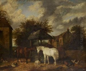Horses In A Farmyard
