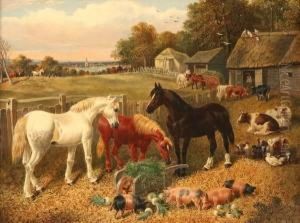 Farmyard With Horses And Livestock