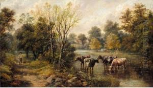 Landscape With Cattle Watering