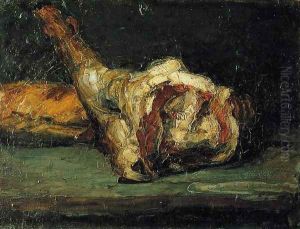 Still Life Bread And Leg Of Lamb by Paul Cezanne