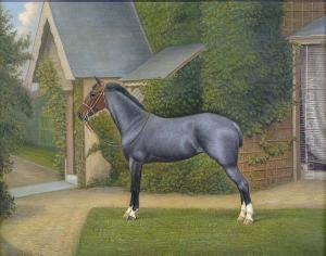 Grey Hunter, Standing Four Square With Bridle Before A House by William Clark Of Greenock