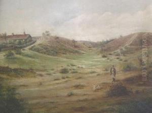Hunter With Dog by F. Clarke
