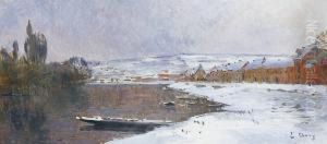 Bord De Seine Sous La Neige by Jean Eugene Clary
