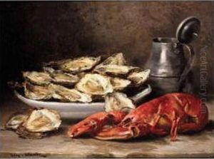 Still Life Of Lobster And Oysters by Eugene Claude