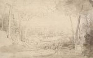Landscape With Buildings,lake And Figures Landscape With Buildings,lake And Figures