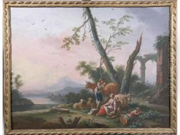Scene Pastorale Avec Ruines Antiques - view 1