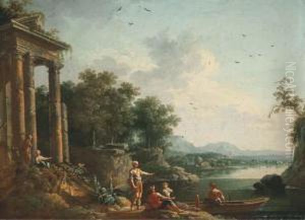 Une Famille De Pecheurs Devant Les Ruines D'un Temple - view 1