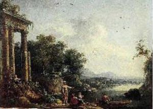 Pecheurs Pres D'une Ruine Antique